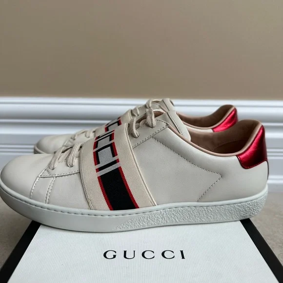 AUTHENTIC Gucci Ace Sneaker with Gucci Stripe - Picture 2 of 14